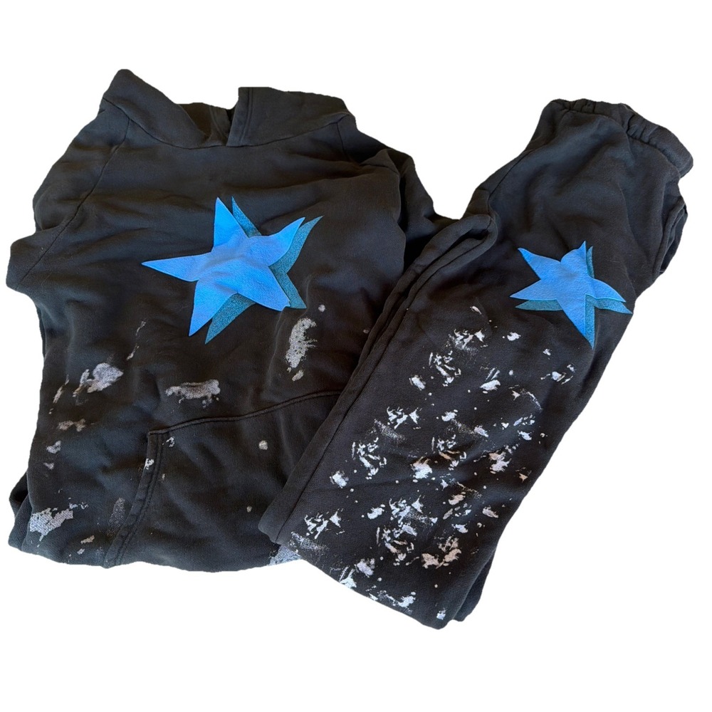 Californian Vintage Splatters Star charcoal hoodie Sweatpants Boys‎ 12 MSRP $175